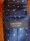 Gorgeous Navy Blue 100% Woven Silk Nordstrom Tie Made in USA Good Condition - Diamonds Sapphires Rubies Emeralds
