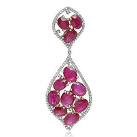 14K White Gold Ruby Earrings with Diamonds, Certified by EGL USA, 31.26 TCW - Diamonds Sapphires Rubies Emeralds