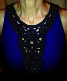 Gorgeous Navy Sleeveless Beaded Carmen Marc Valvo Evening Gown Size 4 - Diamonds Sapphires Rubies Emeralds