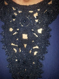 Gorgeous Navy Sleeveless Beaded Carmen Marc Valvo Evening Gown Size 4 - Diamonds Sapphires Rubies Emeralds