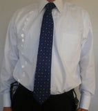 Paul Fredrick 80's Two Ply Pinpoint Oxford White Monogrammed PN French Cuffs - Diamonds Sapphires Rubies Emeralds