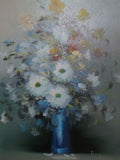 Oil Painting 26" X 38" Large Reseller Floral & Gardens Impressionism Signed - Diamonds Sapphires Rubies Emeralds