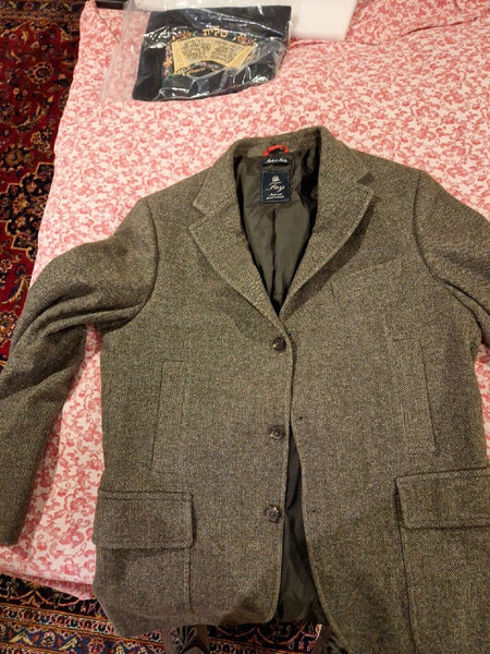 Fay Men's Tweed Wool Blend Jacket With Elbow Patches Made In Italy Size 42