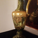 Antique Emerald Moser Bohemian Glass Gold Overlay