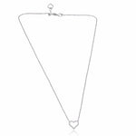 14K White Gold Heart Shape Diamond Pendant with Chain - Diamonds Sapphires Rubies Emeralds