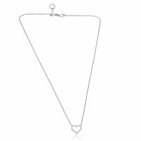 14K White Gold Heart Shape Diamond Pendant with Chain - Diamonds Sapphires Rubies Emeralds