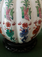 Pair Of Antique Chinese Porcelain Enamel Lamps