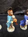 4 Antique Miniature Ceramic Figurines About 4" to 5" Tall