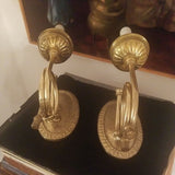 Pair Of Vintage Antique Gilt Bugle Sconces