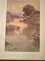 antique watercolor painting Asian