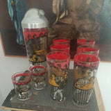 Mid century Modern Barware Cocktail Shaker with Glasses