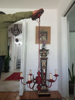 Antique Regency Tole Red Chandelier with canopy #92758