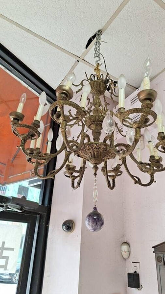 24 LIGHT BRONZE CHANDELIER WITH AMETHYST