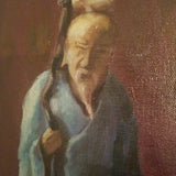 Antique Chinese Figure Painting Signed oil On Canvas