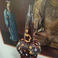 Antique Bohemian Glass Decanter Jeweled