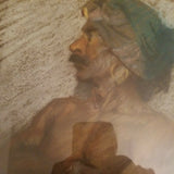 Antique Orientalist Painting Pastel Hand Painted  Bashi Bazouk