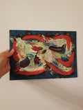 Signed Mid century abstract painting museum vintage quality - Diamonds Sapphires Rubies Emeralds