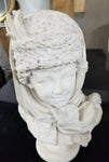 Signed Antique Marble Russian Sculpture of Boy - Diamonds Sapphires Rubies Emeralds