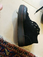 Women's Black Suede Moschino Ankle Length Boots Size 7 with Shearling Inside