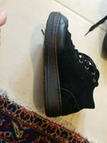 Women's Black Suede Moschino Ankle Length Boots Size 7 with Shearling Inside