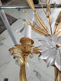 French Rock Crystal Gilt Pair Of Large Sconces