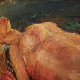 A Vintage Nude Impresionist Painting of Blonde Woman
