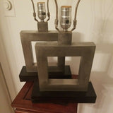 Mid century Modern Pair of Cubist Designer Lamps