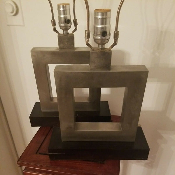 Mid century Modern Pair of Cubist Designer Lamps