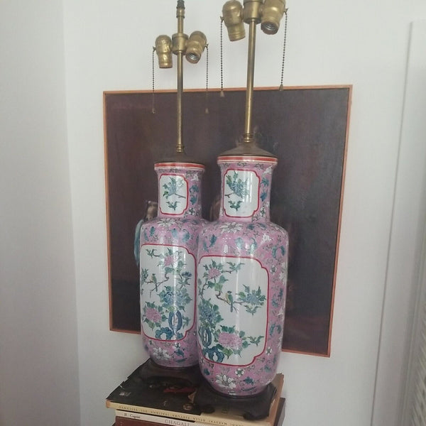 Antique Chinese Porcelain Pair Of Lamps