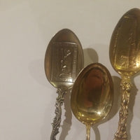 Antique Set Of 11 Silver With Enamel Teaspoons European and Canadian Mint Condit