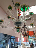 Czechoslovakian 1950 Overlay 12 Light Chandelier