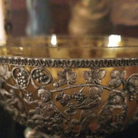 Antique Reticulated Silver Basket With Glass Insert