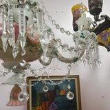 19th Century Opaline Crystal Chandelier made in France 6 lights