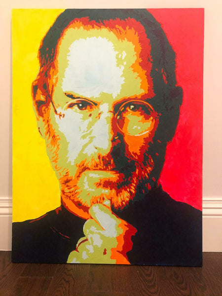 Painting of Steve Jobs of Apple Corp. Acrylic on Canvas 40" x 30" - Diamonds Sapphires Rubies Emeralds
