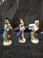 4 Antique Miniature Ceramic Figurines About 4" to 5" Tall