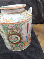 Antique Chinese Teapot Porcelain 6.5" Tall X 6" Diameter