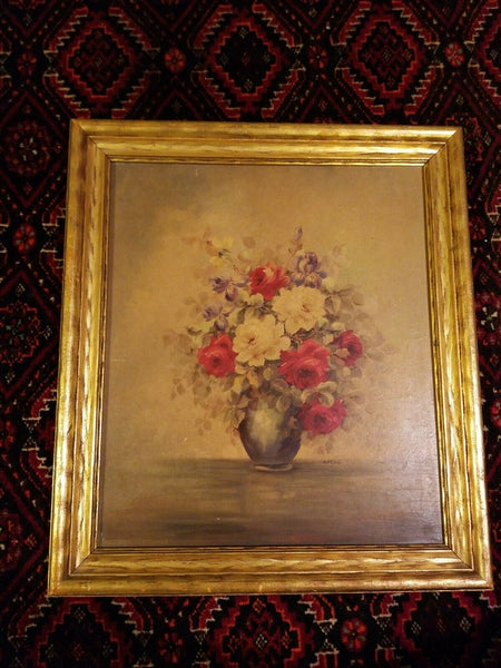 Framed Signed Painting of Flowers