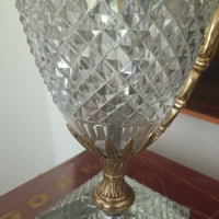 Antique Baccarat Neoclassical Crystal and Bronze Urn