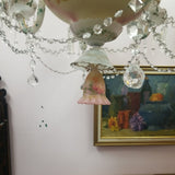 19th Century Opaline Crystal Chandelier made in France 6 lights