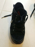Women's Black Suede Moschino Ankle Length Boots Size 7 with Shearling Inside