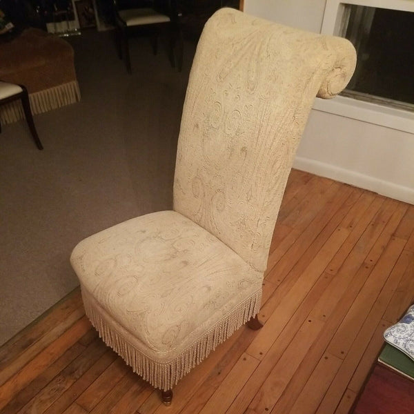 Designer Upholstered Tall Back Parlor Chair