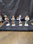 4 Antique Miniature Ceramic Figurines About 4" to 5" Tall