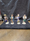 4 Antique Miniature Ceramic Figurines About 4" to 5" Tall