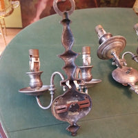 Pair Of Antique Silvered European Sconces