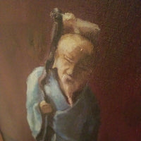 Antique Chinese Figure Painting Signed oil On Canvas