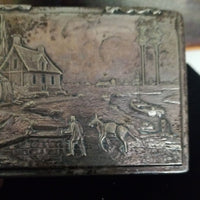 Antique Silvered Decorated Box Possibly for cigarettes