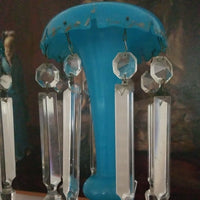 Pair of Antique French Opaline Lustres Glass