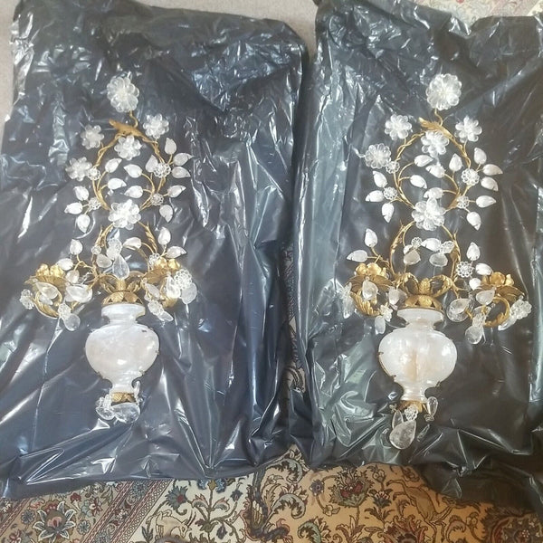 Pair Of Designer Rock crystal Sconces
