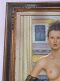 Large Framed Artwork Of A Very Attractive Topless Woman