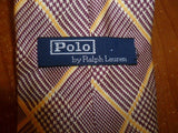 Lovely 100% Silk Polo by Ralph Lauren Wide Burgundy & Gold Tie Hand Made in USA - Diamonds Sapphires Rubies Emeralds